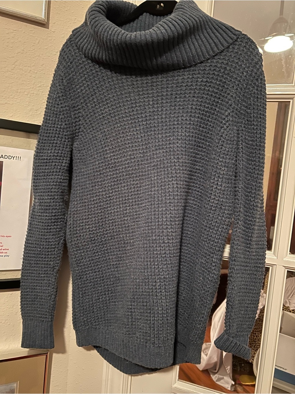 L.L. Bean Men’s Turtleneck Waffle Knit Sweater - Slate Blue